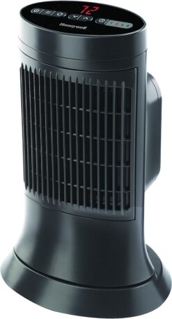 Honeywell Compact Ceramic Tower Heater, Black – Compact, Small Heater with Big Heat – Ceramic Heater with Two Heat Settings