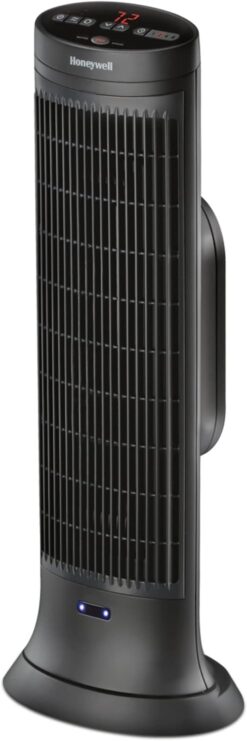 Honeywell Safeguard Motion Sensor Ceramic Space Heater, Large Room, Black –Ceramic Heater with Two Heat Settings and Slim Tower Design