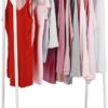 IRIS USA Garment Rack, 2-Shelves, Clothes Racks for Closet Organization, Plant Stand, Marble White