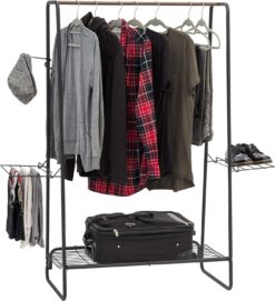 IRIS USA Large Metal Garment and Accessories Rack for Hanging and Displaying Clothes, Black