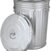 KCHEX Trash can with lid - Pre-Galvanized Trash Can with Lid Round, Steel, 20gal, Gray, Sold as 1 Each - Metal Trash can - Outdoor Garbage can with lid - Galvanized Trash can with lid.