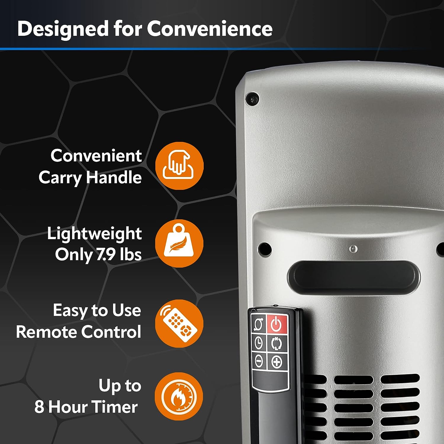 Lasko 29” Ceramic Tower Heater for Large Rooms, Whole Room Heating with Oscillation, Overheat Protection, Digital Display, Timer, Remote Control, 1500W, Black, 55865