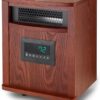 LifeSmart LifePro 1500W Portable Electric Infrared Quartz Indoor Space Heater with 6 Adjustable Heating Elements and Remote Control, Brown