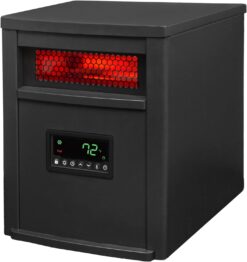 LifeSmart LifePro 1500W Portable Electric Infrared Quartz Indoor Space Heater with 8 Adjustable Heating Elements and Remote Control, Black