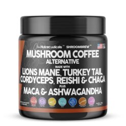 Clean Nutraceuticals Mushroom Coffee Alternative Mix - Maca Coffee with Lions Mane Mushroom, Cordyceps and Ashwagandha - Cacao Based with Maca Root, Turkey Tail, Chaga and Reishi Mushroom - Instant Coffee Powder USA Made