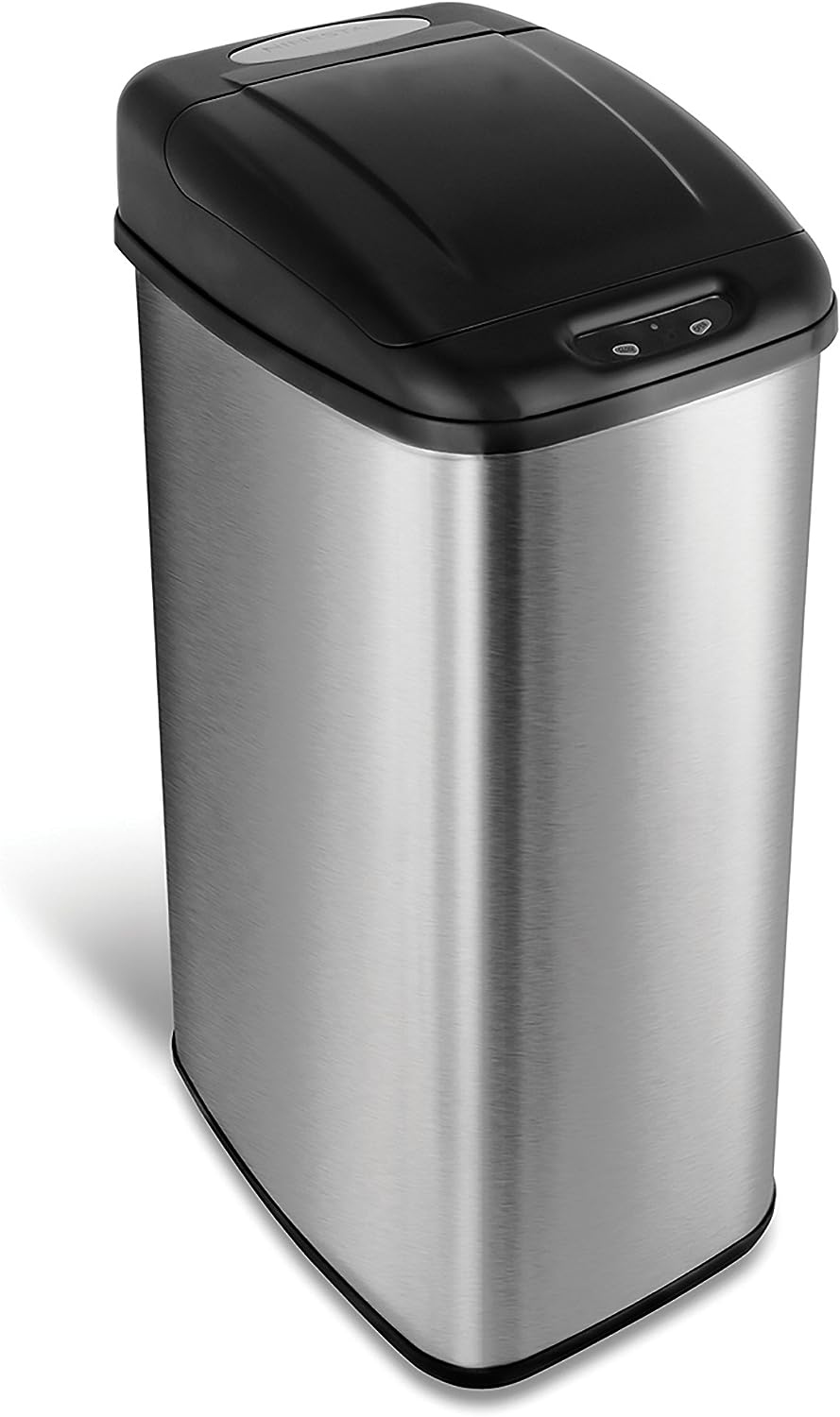 Ninestars Recycling Trash Bin Double Garbage Sorter Touchless Can Stainless Steel 18.5 Gal