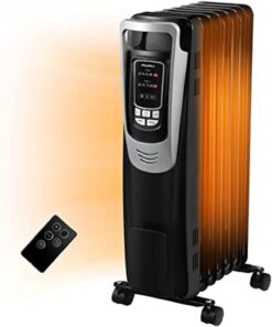 PELONIS Electric 1500W Oil Filled Radiator Heater with Safety Protection, LED Display, 3 Heat Settings and Five Temperature settings. Perfect for for Home or Office