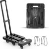 Ronlap Folding Hand Truck, Foldable 500lbs Heavy Duty, Portable Platform Luggage Cart Collapsible Dolly with 6 Wheels & 2 Ropes for Travel House Office Moving, Black