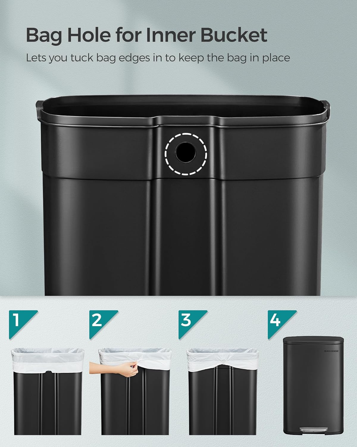 SONGMICS Trash Bags for 13.2 Gallon Trash Cans