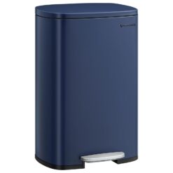 SONGMICS 13 Gallon Trash Can, Stainless Steel Kitchen Garbage Can, Recycling or Waste Bin, Soft Close, Step-On Pedal, Removable Inner Bucket, Midnight Blue ULTB050L01