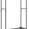 SONGMICS Heavy-Duty Clothes Rack, 39.4 Inch Clothing Rack with Storage Shelf, Double-Rod Garment Rack on Wheels, Metal Frame, 2 Casters with Brakes, Holds up to 198 lb, Black UHSR60B