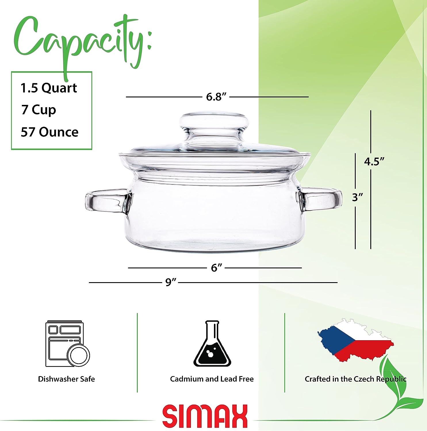 Glass Cooking Pot Transparent Glass Saucepan Heat Resistant Stockpot with  Lid for Home