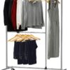 Simple Houseware Dual Bar Adjustable Garment Rack, Chrome, 72-inch Height