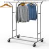 Simple Houseware Heavy Duty Double Rail Clothing Garment Rack, Chrome