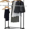 Simple Houseware Standard Double Rod Garment Rack, Black