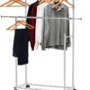 Simple Houseware Standard Double Rod Garment Rack, Silver