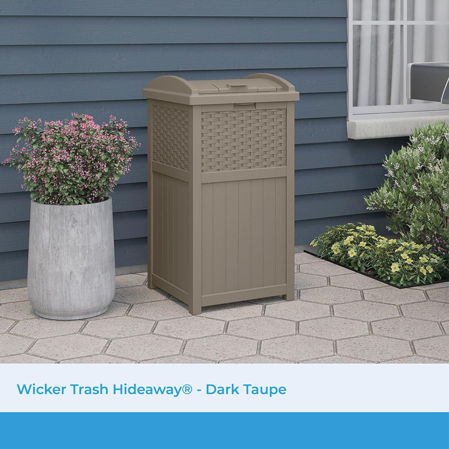 33 Gallon Hideaway Outdoor Trash Can with Lid Trash Bin Use Backyard Deck  Patio