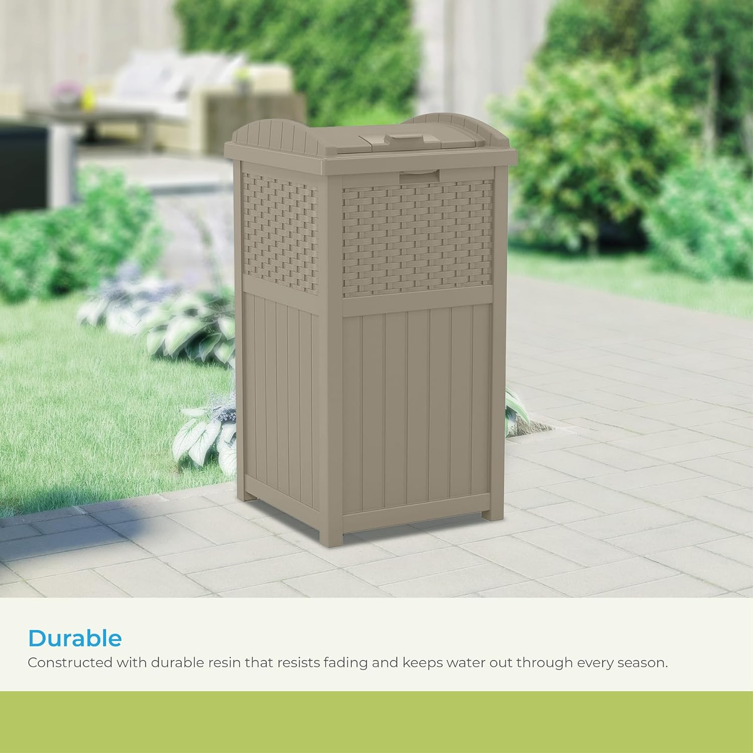 33 Gallon Hideaway Outdoor Trash Can with Lid Trash Bin Use Backyard Deck  Patio