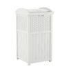 Suncast 33 Gallon Hideaway Trash Can for Patio - Resin Outdoor Trash with Lid - Use in Backyard, Deck, or Patio - White