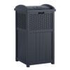 Suncast 33 Gallon Resin Outdoor Hideaway Patio Trash Can, Cyberspace Grey