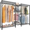 VIPEK V6 Wire Garment Rack Heavy Duty Clothes Rack Metal with Shelves, Freestanding Portable Wardrobe Closet Rack for Hanging Clothes 74.4" L x 17.7" W x 76.4" H, Max Load 780LBS, Black