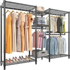 VIPEK V6 Wire Garment Rack Heavy Duty Clothes Rack Metal with Shelves, Freestanding Portable Wardrobe Closet Rack for Hanging Clothes 74.4