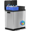 iTouchless 16 Gallon Kitchen Dual Step Trash Can & Recycle Bin, Stainless Steel, includes 2 x 8 Gallon (30L) Removable Inner Buckets, Soft Close Lid and Airtight, for Home, Office, Business