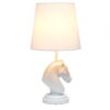 17.25" Tall Polyresin Decorative Chess Horse Shaped Bedside Table Desk Lamp with White Tapered Fabric Shade - White