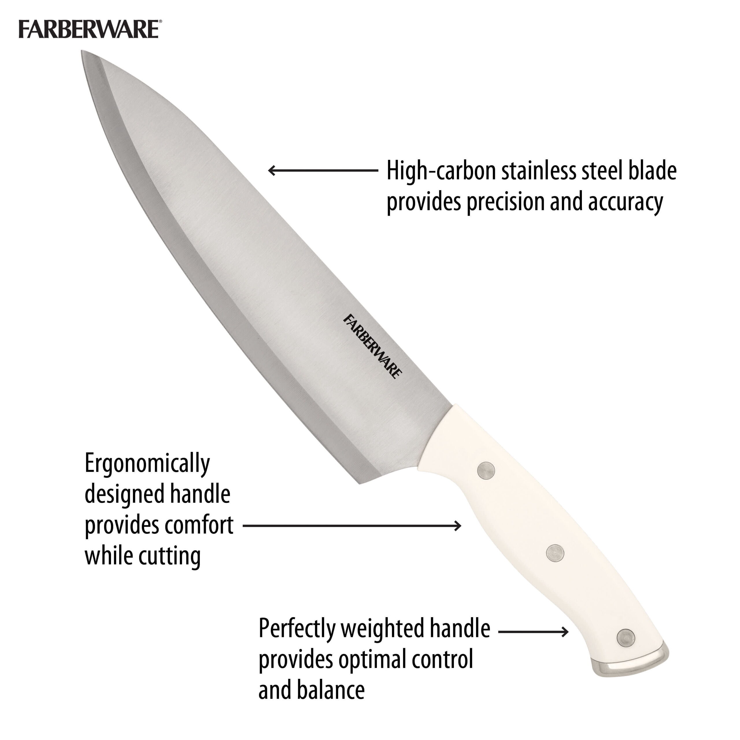 Farberware Edgekeeper Triple Riveted Knife Block Set with Built in
