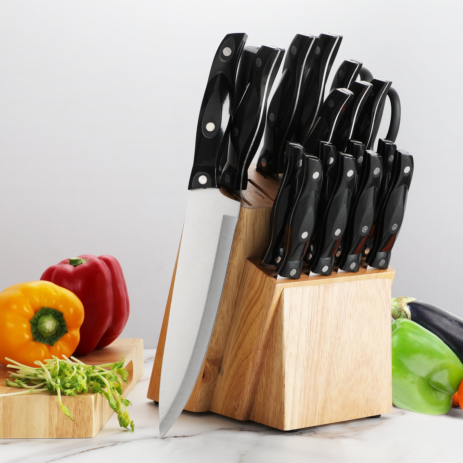 25pcs Set Kitchen Knife Set With Wooden Block Ultra Sharp High