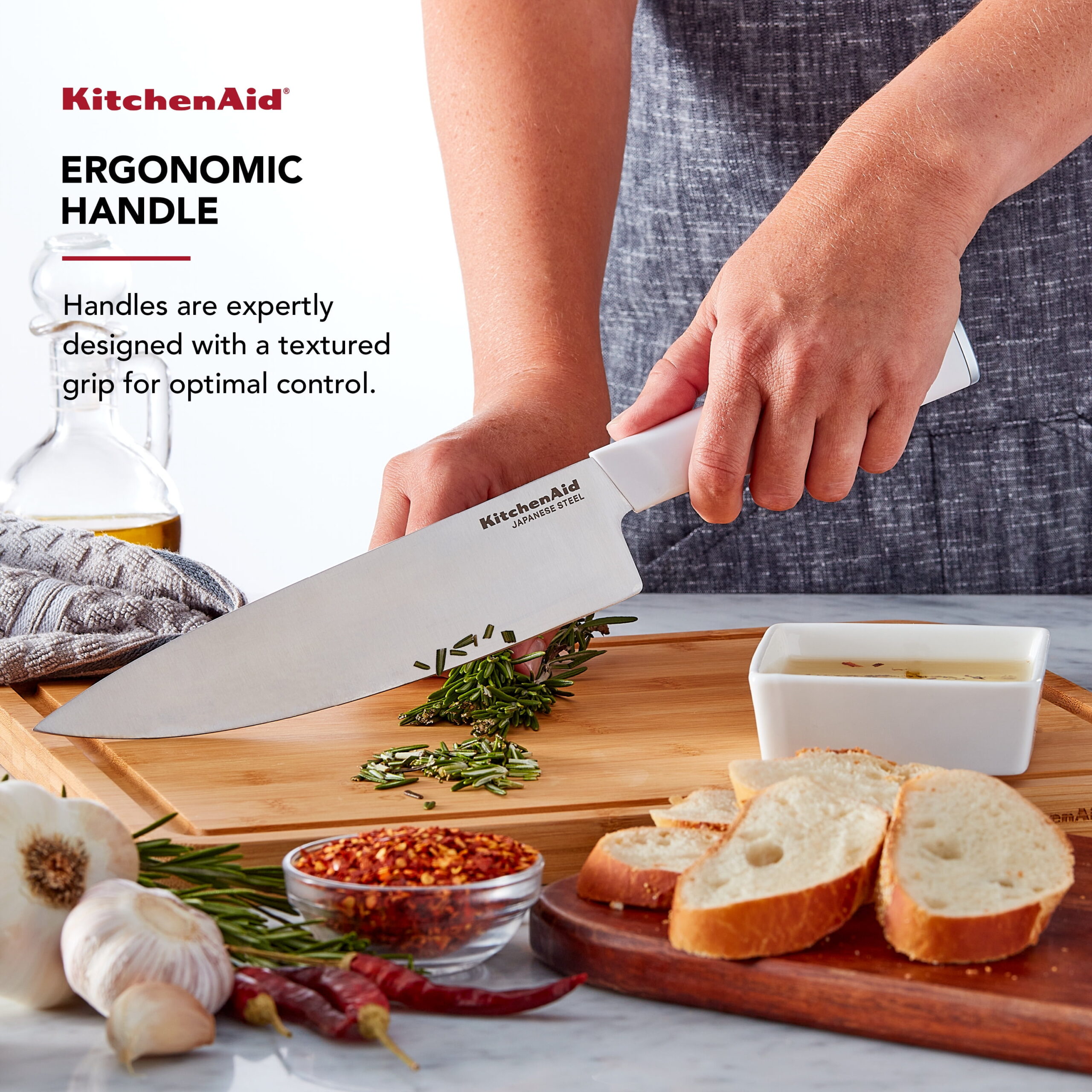 KitchenAid Classic 12-Piece Block Set with Built-in Knife Sharpener, Natural
