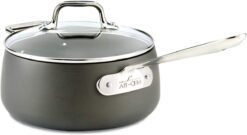 All-Clad HA1 Hard Anodized Nonstick Sauce Pan 3.5 Quart Induction Oven Safe 350F Pots and Pans, Cookware Black