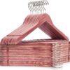 Amber Home American Red Cedar Hangers 30 Pack, Smooth Finish Wood Coat Hangers for Suit Shirt, Aromatic Cedar Clothes Hangers with Swivel Hook & Notches for Dress, Jacket, Pants (Cedar,30)