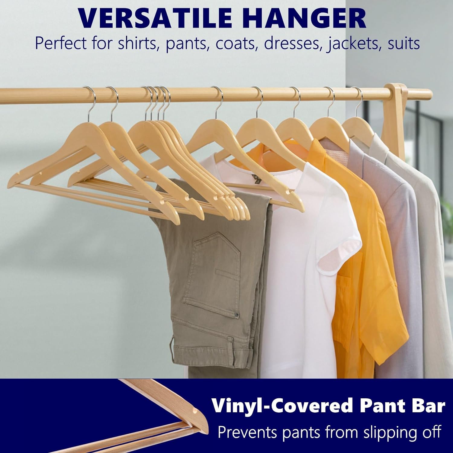 Mainstays Non-Slip Clothing Hangers, 30 Pack, White, Slim Durable