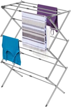BLACK + DECKER Laundry Organization Expandable/Collapsible Clothes Drying Rack. Essential for Camping/Trailers or Anywhere You Air Dry Laundry. Oversized for Multiple Garments, Grey