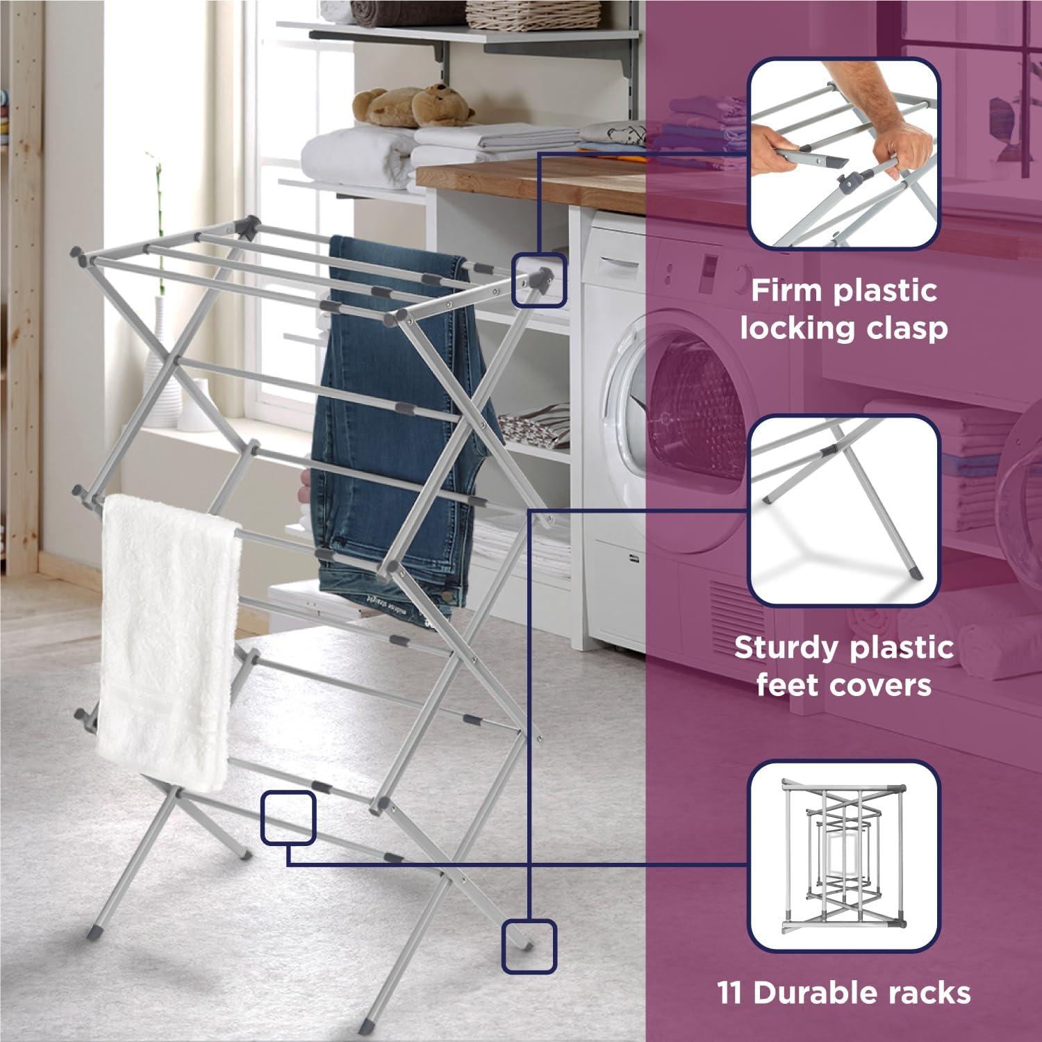 Oversize Collapsible Clothes Drying Rack 