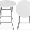 Best Choice Products 32in Bar Height Folding Table, Round Indoor Outdoor Accessory for Patio, Backyard, Dining Room, Events w/Thick Table Top, Metal Frame, Locking Legs, 330lb Weight Capacity - White