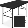 Best Choice Products 4ft Plastic Folding Table, Indoor Outdoor Heavy Duty Portable w/Handle, Lock for Picnic, Party, Camping - Black