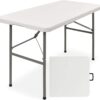 Best Choice Products 4ft Plastic Folding Table, Indoor Outdoor Heavy Duty Portable w/Handle, Lock for Picnic, Party, Camping - White