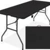 Best Choice Products 6ft Plastic Folding Table, Indoor Outdoor Heavy Duty Portable w/Handle, Lock for Picnic, Party, Camping - Black