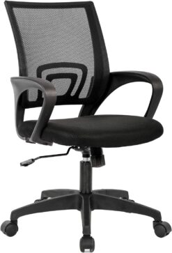Office Factor Black Mesh High Back Executive Office Chair, Adjustable