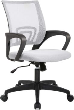 BestOffice Home Office Chair Ergonomic Desk Chair Mesh Computer Chair with Lumbar Support Armrest Executive Rolling Swivel Adjustable Mid Back Task Chair for Women Adults (White)