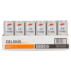 Celsius Sparkling Energy Drink, Orange, 12 fl oz, 24-count