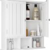 ChooChoo Bathroom Cabinet Wall Mounted 2-Door with 3 Open Shelves, Wooden Medicine Cabinets with Adjustable Shelf, Space Saver Storage Cabinets Over The Toilet for Bathroom&Living Room, White