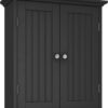 ChooChoo Bathroom Wall Cabinet, Over The Toilet Space Saver Storage Cabinet, Medicine Cabinet with 2 Door and Adjustable Shelves, Cupboard (Black)
