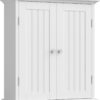 ChooChoo Bathroom Wall Cabinet, Over The Toilet Space Saver Storage Cabinet, Medicine Cabinet with 2 Door and Adjustable Shelves, Cupboard (White)