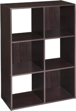 ClosetMaid Cubeicals 6 Cube Storage Shelf Organizer Bookshelf Stackable, Vertical or Horizontal, Easy Assembly, Wood, Chocolate Finish