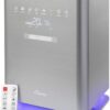 Crane Warm & Cool Mist Top Fill Humidifier with Remote, 1.2 Gallon, 500 Sq. Ft Coverage, UV Ionizing Light, Metallic