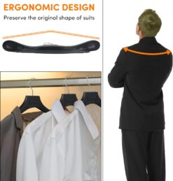 San Rong Plastic Extra Wide Suit Hangers, Pack of 15, Width: 17.7,Notched Shoulders & Swivel Hooks, Black