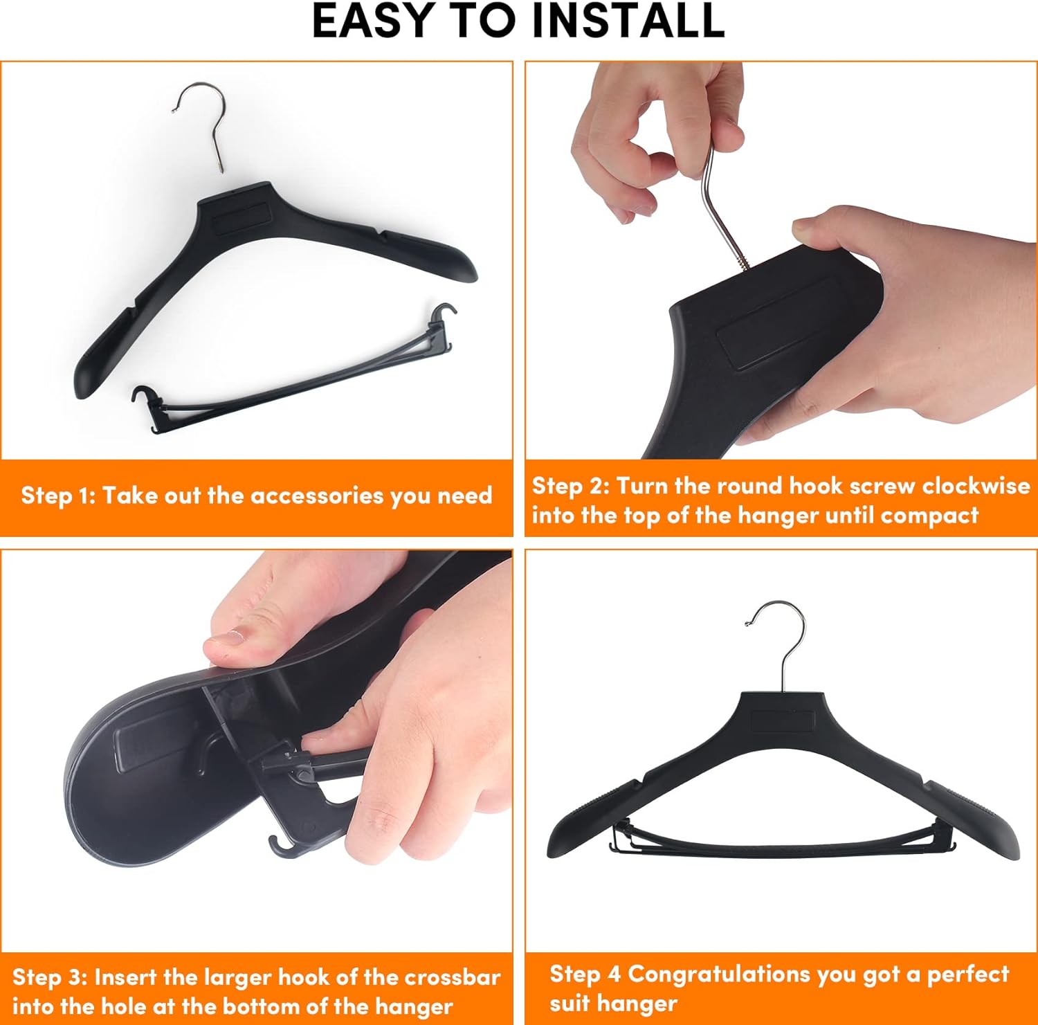 Extra Thick Plastic Hangers, Wide Shoulder Anti-slip Clothes